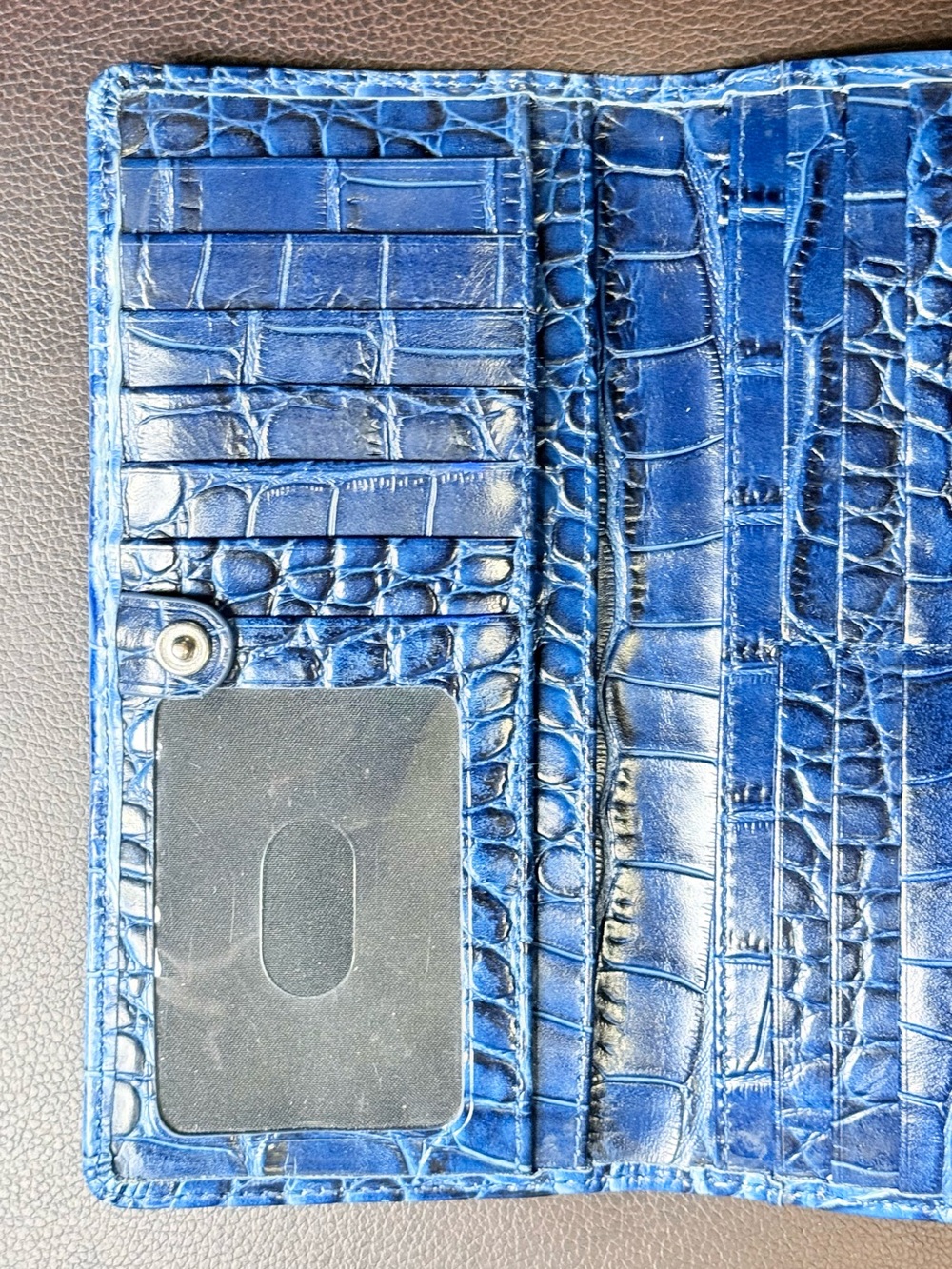 Brahmin Ady Blue Croc-Embossed Leather Wallet - Picture 9 of 11